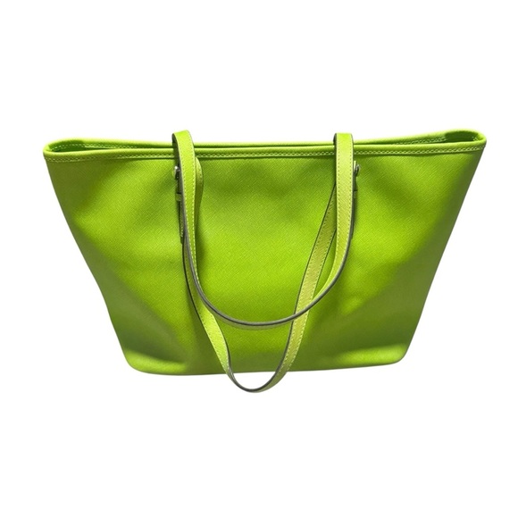 Michael Kors Saffiano Leather Jet Set Tote Lime Green Shoulder Bag - Picture 5 of 10